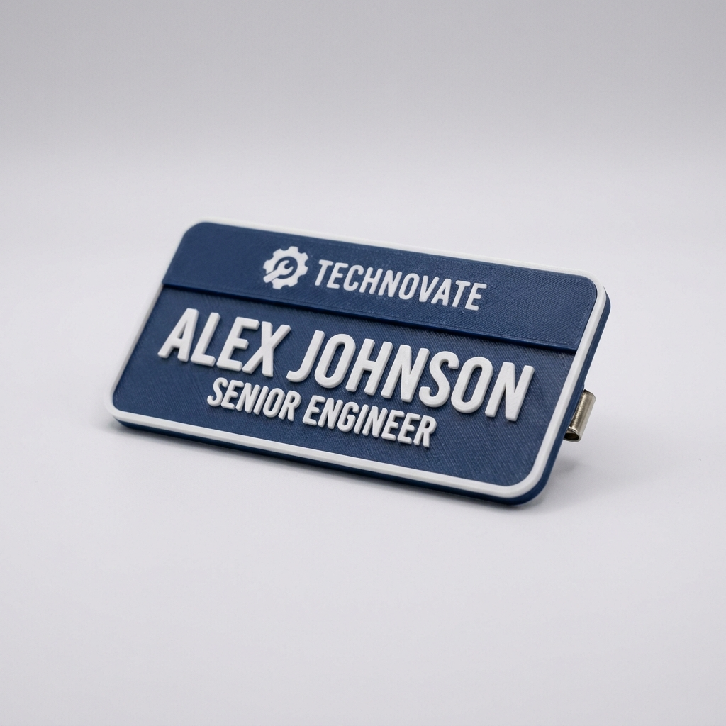 Custom Name Badge - custom 3D-printed by Precision Plastic Signs