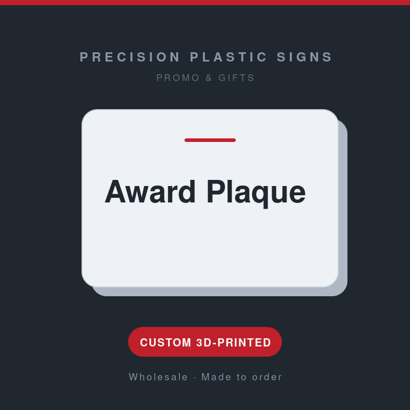 Award Plaque - custom 3D-printed by Precision Plastic Signs