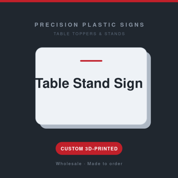 Table Stand Sign - custom 3D-printed by Precision Plastic Signs