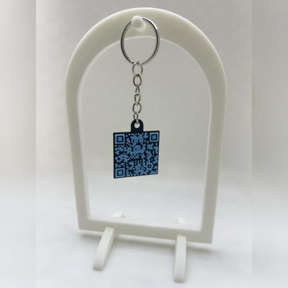 QR Code Keychain — 3D printed QR tag with keyring